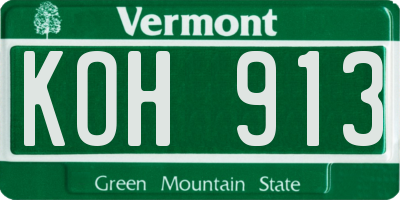 VT license plate KOH913