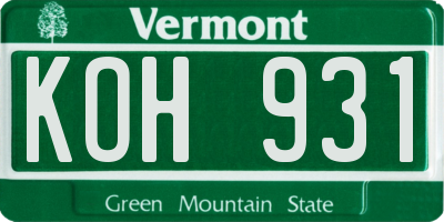 VT license plate KOH931