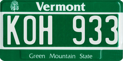VT license plate KOH933