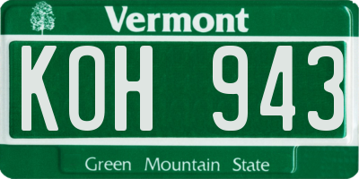 VT license plate KOH943