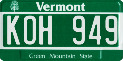 VT license plate KOH949