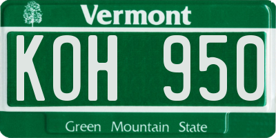 VT license plate KOH950