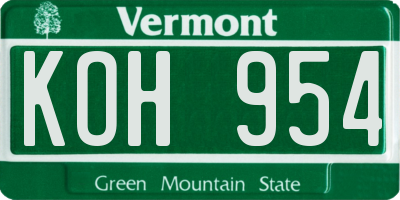 VT license plate KOH954