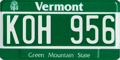 VT license plate KOH956