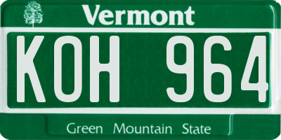 VT license plate KOH964