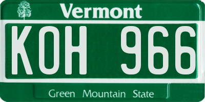 VT license plate KOH966