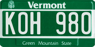 VT license plate KOH980