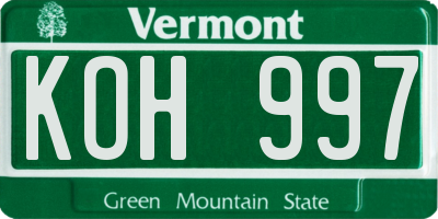 VT license plate KOH997