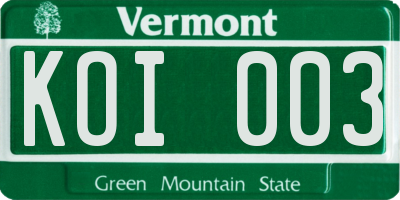 VT license plate KOI003