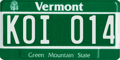 VT license plate KOI014
