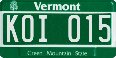 VT license plate KOI015