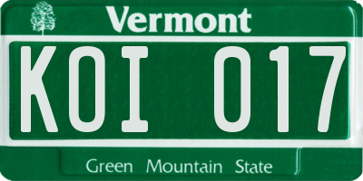 VT license plate KOI017