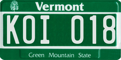 VT license plate KOI018