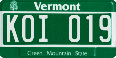 VT license plate KOI019