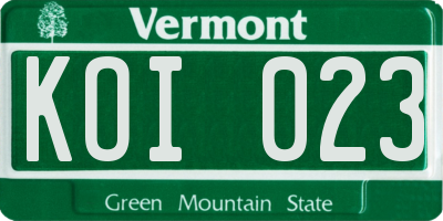 VT license plate KOI023