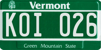 VT license plate KOI026