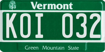 VT license plate KOI032