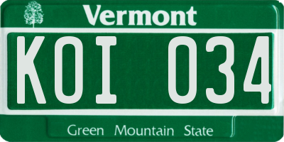 VT license plate KOI034