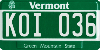 VT license plate KOI036