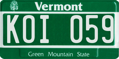 VT license plate KOI059
