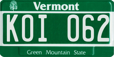 VT license plate KOI062