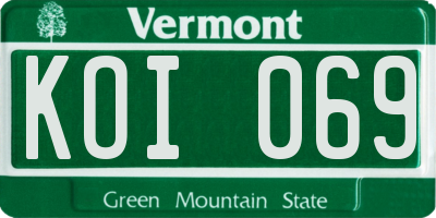 VT license plate KOI069