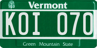 VT license plate KOI070