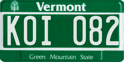 VT license plate KOI082