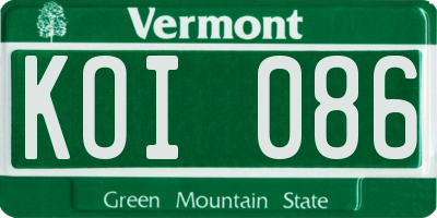 VT license plate KOI086