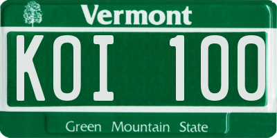 VT license plate KOI100