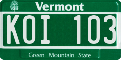 VT license plate KOI103