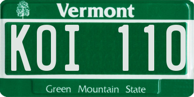 VT license plate KOI110