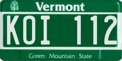 VT license plate KOI112