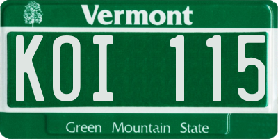 VT license plate KOI115