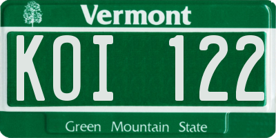 VT license plate KOI122