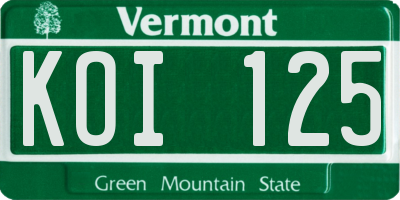 VT license plate KOI125