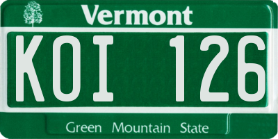 VT license plate KOI126