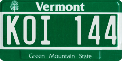 VT license plate KOI144