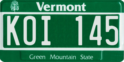VT license plate KOI145