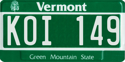 VT license plate KOI149