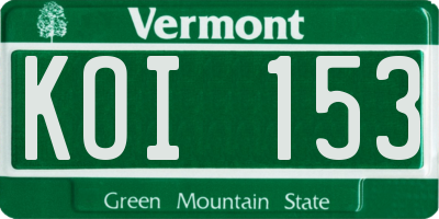 VT license plate KOI153
