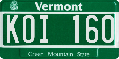 VT license plate KOI160
