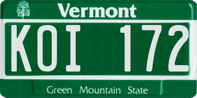 VT license plate KOI172