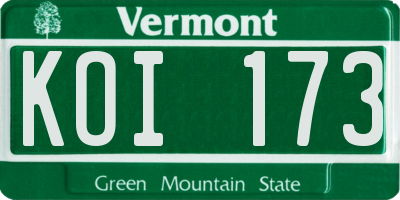 VT license plate KOI173
