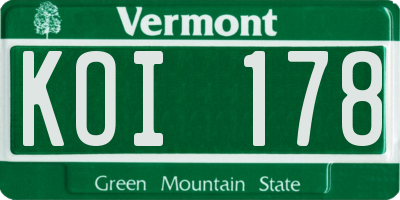 VT license plate KOI178