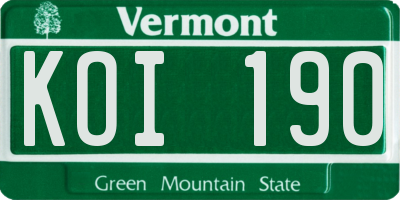 VT license plate KOI190