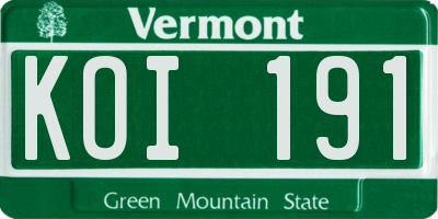 VT license plate KOI191