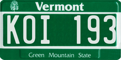 VT license plate KOI193