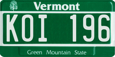 VT license plate KOI196