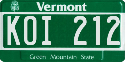 VT license plate KOI212